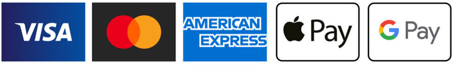 Visa, Mastercard, American Express, Apple Pay, Google Pay